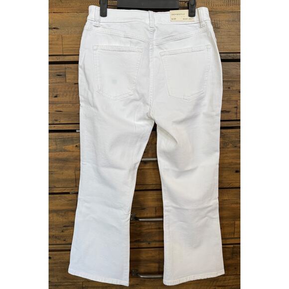 Warp + Weft Crop Bootcut Jeans Womens 8/29 White High Rise Flare Denim Pants New - Picture 2 of 8